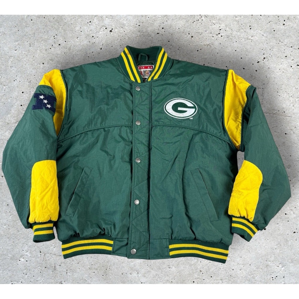Vintage Green Bay Packers Nutmeg Puffer Jacket Large 90s NFL‎ Campri